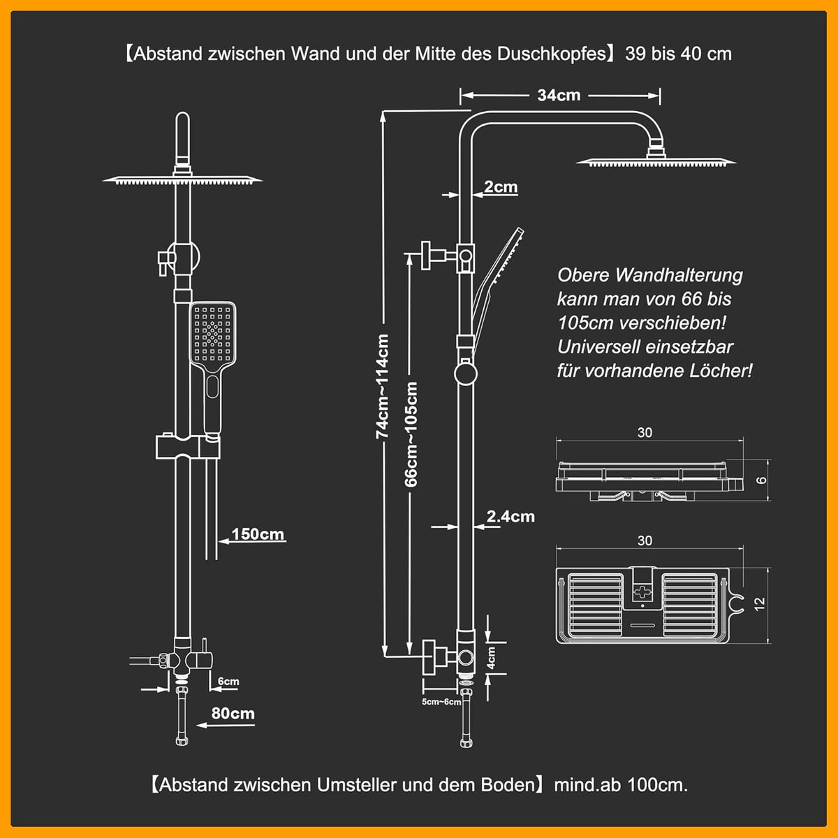 Regendouchesysteem – Douchekop – Doucheset – Regendouche – Douchestang – RVS 35x25 cm – Verstelbare douchearm chrome