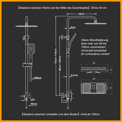 Regendouchesysteem – Douchekop – Doucheset – Regendouche – Douchestang – RVS 35x25 cm – Verstelbare douchearm chrome