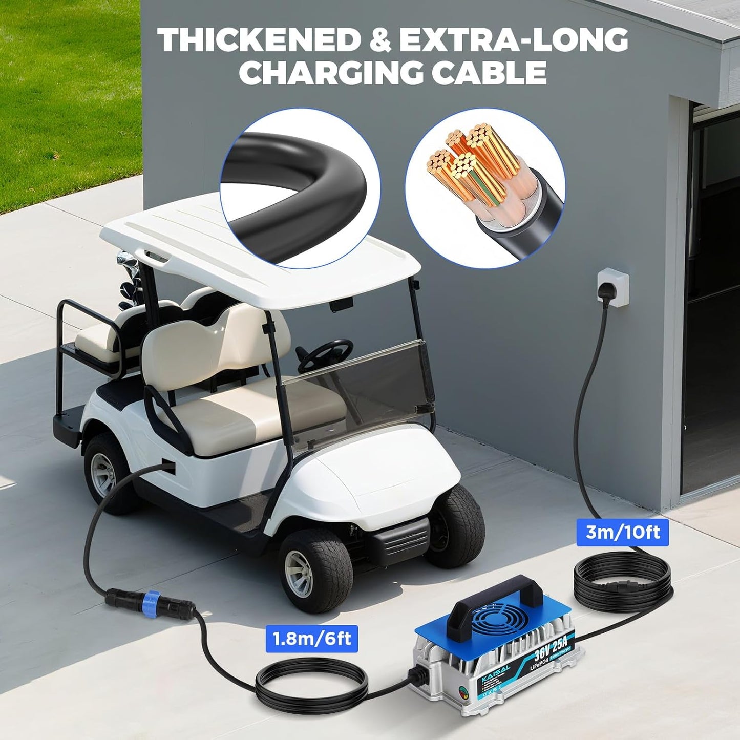 LiFePO4 Acculader – Lithium Batterijlader – Accu Oplader – 36V Oplader – Golfkar Acculader – 25A Snel Opladen – IP67 Waterdichte Aluminium Behuizing
