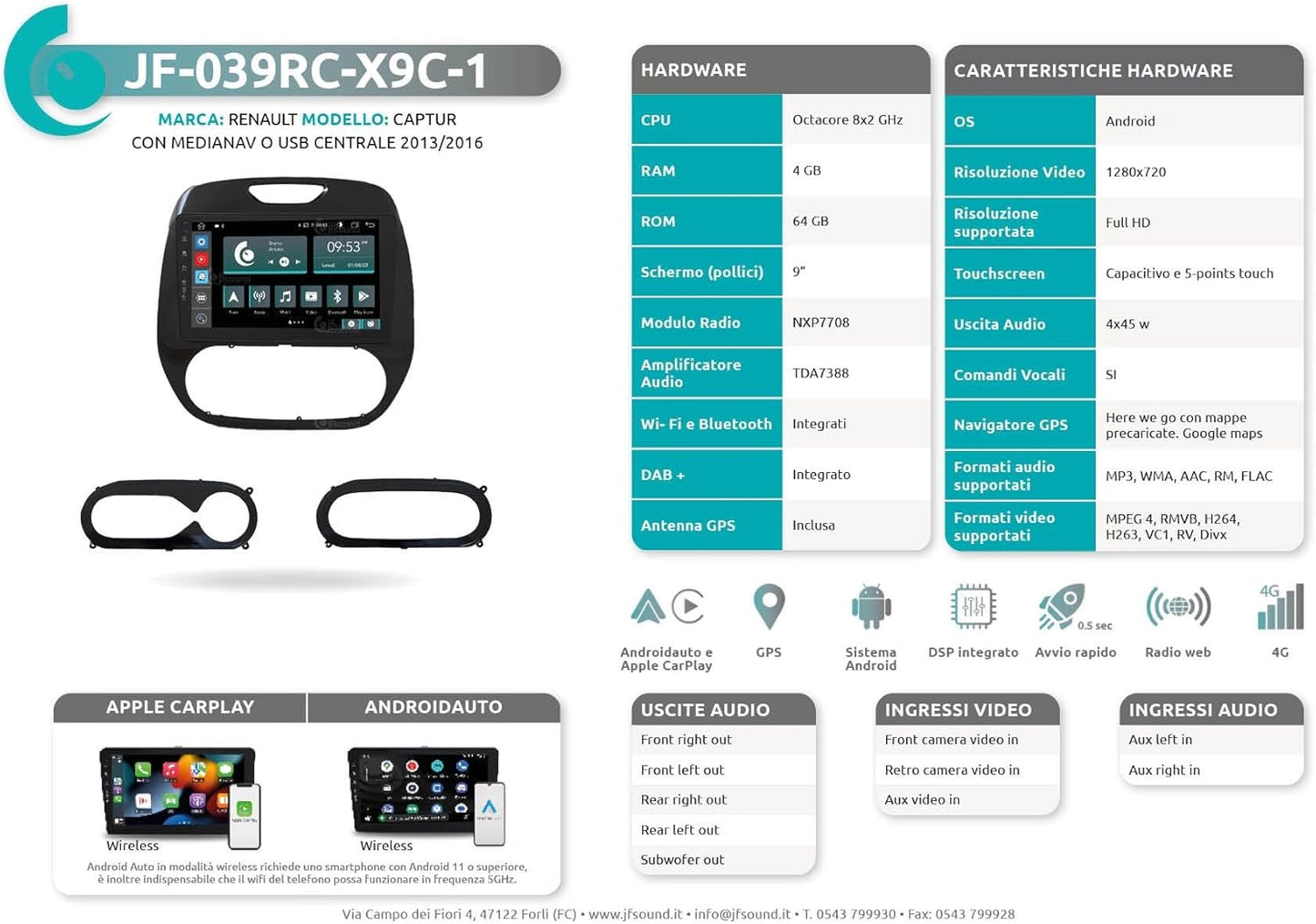 Autoradio Renault Captur – Inbouwradio – Navigatiesysteem – Multimedia Speler – Auto Entertainment – 9" Touchscreen – Bluetooth & CarPlay