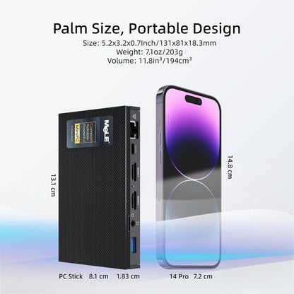 MeLE Fanless Mini PC Quieter3Q N5100 8 GB geheugen 256 GB, opslag, SSF microcomputer, kleine desktop USB-C PD3.0, Gigabit Ethernet, Dual HDMI, automatisch inschakelen voor IoT en industrie
