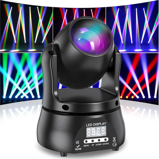 Mini 60W Beam Moving Head Podiumlamp, RGBW LED Partylicht DMX512 met spraakbediening, professionele verlichtingsinstallatie voor podiumverlichting, disco, DJ, bar, kerst