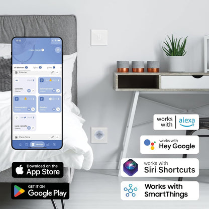 iotty E2 PLUS Wi-Fi slimme schakelaar voor lampen en deuren, compatibel met Google Home, Alexa en Siri, IOS en Android app, verlicht glaspaneel, temperatuur- en helderheidssensoren