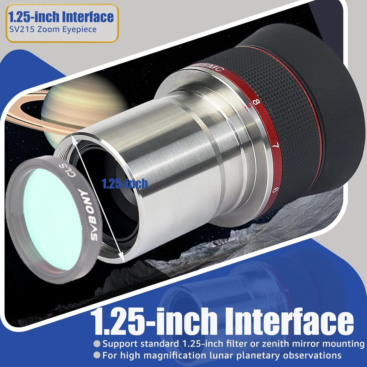 Zoom Oculair – Telescoop Oculair – Verrekijker Lens – Planetaire Oculair – 3-8mm Inzooming – Parfocaal Ontwerp – Constante Kijkhoek 56°