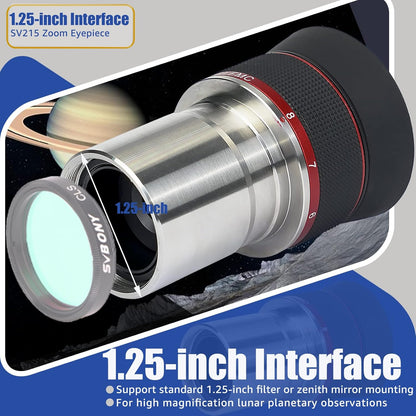 Zoom Oculair – Telescoop Oculair – Verrekijker Lens – Planetaire Oculair – 3-8mm Inzooming – Parfocaal Ontwerp – Constante Kijkhoek 56°