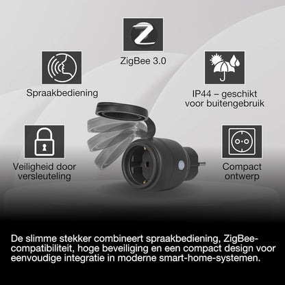LEDVANCE SMART+ ZigBee Outdoor Plug, compacte buitenstekker met energieverbruikcontrole, maakt conventionele apparaten slim, bestuurbaar via Alexa, Google Home en andere Zigbee-gateways, 4-pack