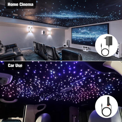 CHINLY Sterrenhemel auto glasvezel licht voor auto/plafond, 6 W Twinkle 400 stuks x 0,75 mm x 3 m