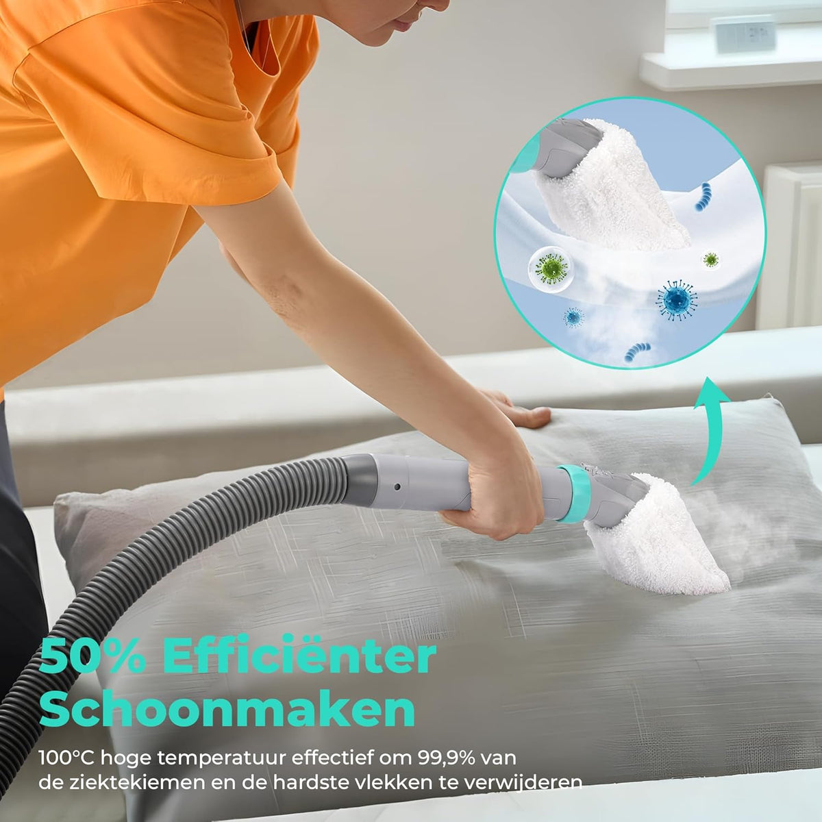 Tapijtreiniger – Vloerreiniger – Bekledingreiniger – Stofzuiger – Bankreiniger – Warm Waterfunctie Tot 60°C – Stoomfunctie Tot 100°C