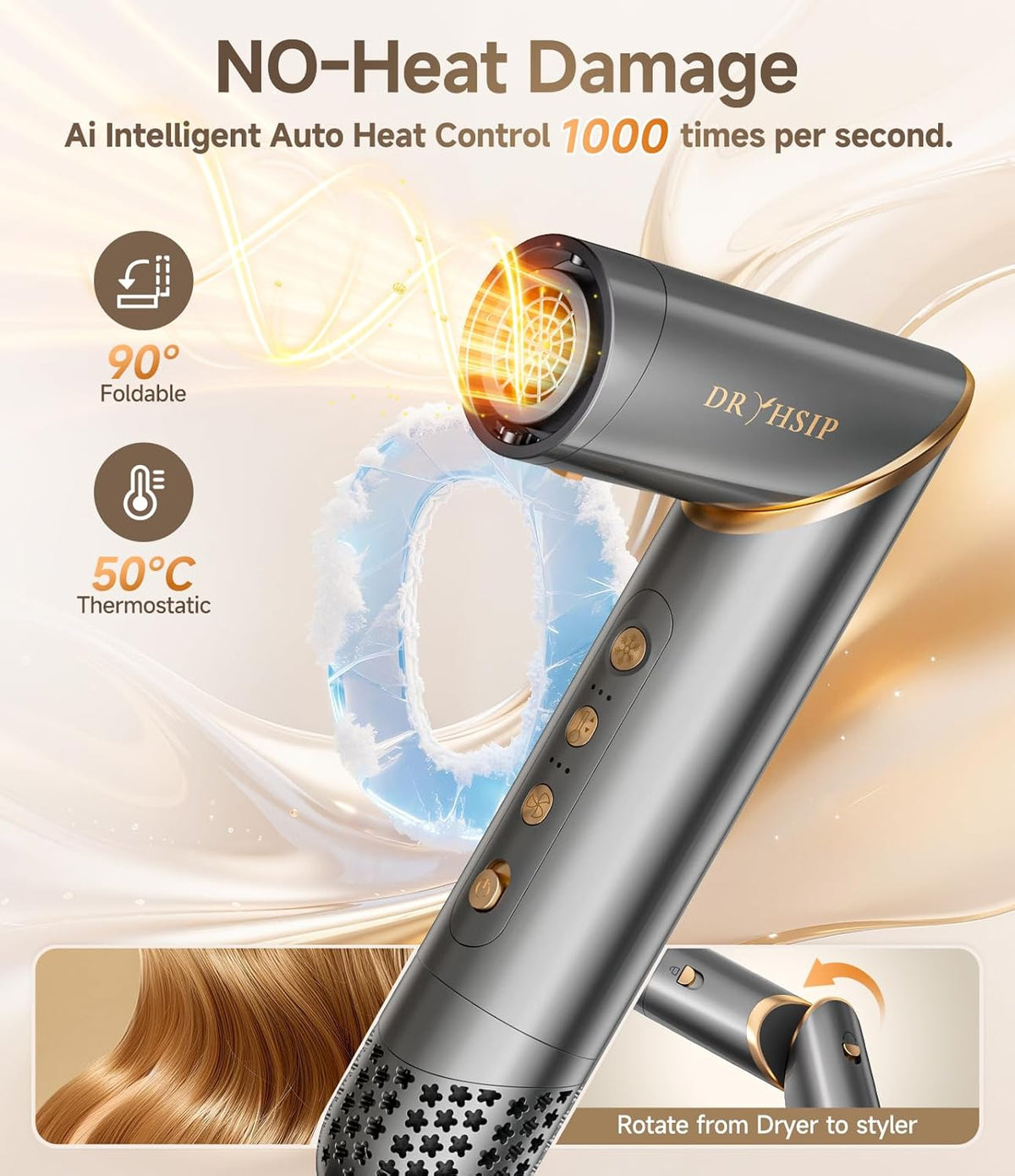 8-In-1 Haarstyler – Föhnborstel, Airstyler, Multistyler, Krulborstel – Automatische Krulfunctie – 3 Warmtestanden Met Koele Luchtstand