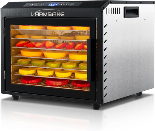 Droogautomaat van roestvrij staal, 7 etages, 0,56 m² droogoppervlak, 30-90 °C, kleine voedseldroogautomaat, 800 W, voor fruit, groenten, vlees, en 316 trays (32 x 25 cm)