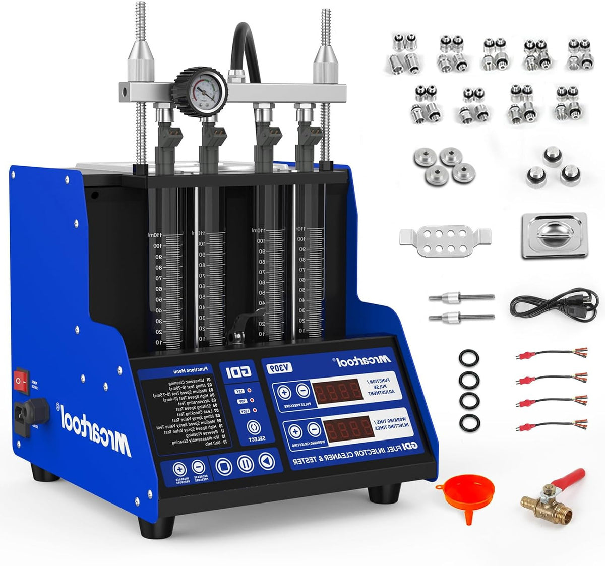 Ultrasone Brandstofinjector Cleaner en Tester – Injector Reinigingsset – Injector Tester – Brandstofinjector Reinigingsmachine – Injector Ultrasoon Reiniger – 4-Cilinder Capaciteit – Geavanceerde Ultrasone Reiniging en Meerdere Testfuncties