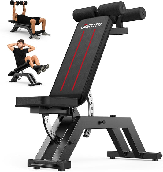 JOROTO MD70 Halterbank Verstelbaar, Multifunctionele Trainingsbank met Maximale Belasting 400KG/880LBS, 8-Weg Rugleuning & 5-Weg Zitting Verstelbaar, Fitnessbank voor Volledig Lichaamstraining
