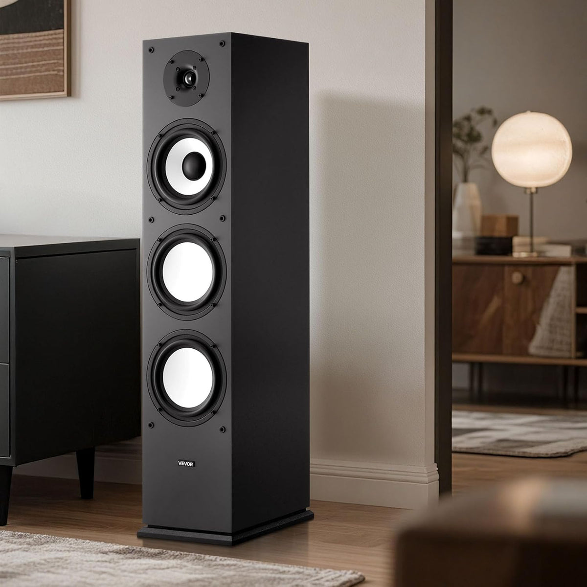 VEVOR Staande luidspreker, 2-weg systeem met 2,54 cm tweeter, 16,51 cm woofer, 200 W piekvermogen, 70 Hz - 20 kHz frequentierespons, robuuste MDF-behuizing, voor thuisaudio, afzonderlijk