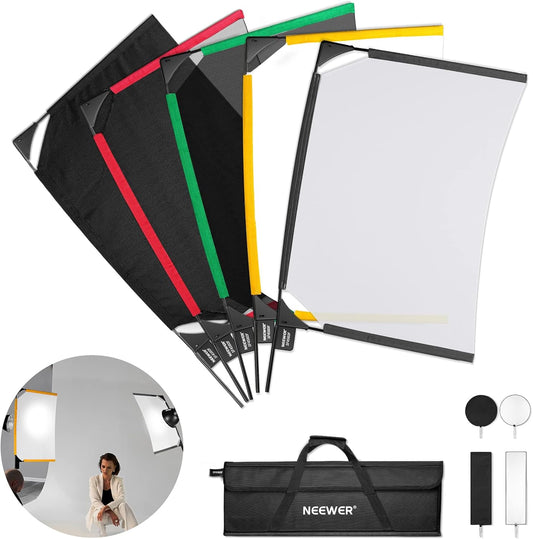 Opvouwbare Scrim Vlag Set – Fotografie Vlag – Lichtvlag – Scrim – Lichtmodifier – 5-In-1 Met 5 Vlaggen Van 45 X 60 Cm – Inclusief 2 Ronde En 2 Rechthoekige Scrims En Draagtas