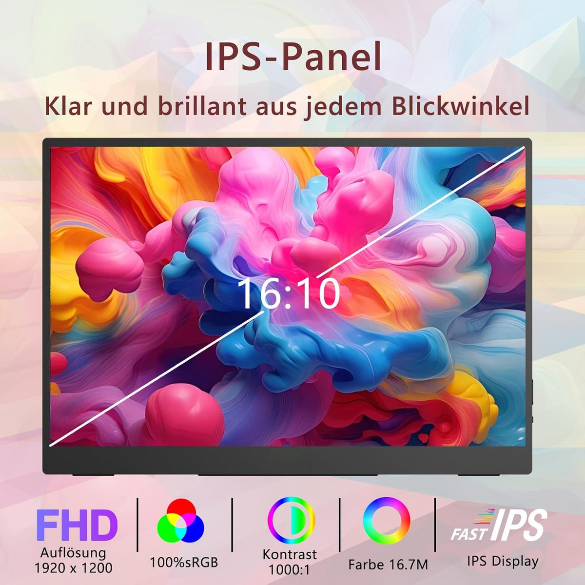 14,1 inch 1920 x 1200 touchscreen-monitor, IPS-scherm draagbare monitor met 2 full-features USB-C, HDMI, USB-A, 10-punts touch, geavanceerde draagbare monitor voor laptop, pc, telefoon, Mac
