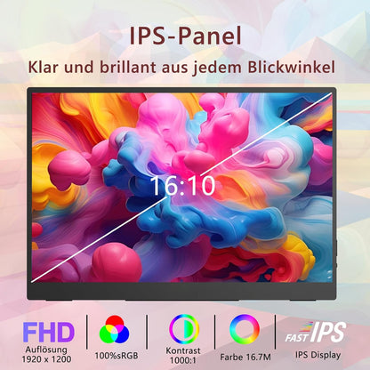 14,1 inch 1920 x 1200 touchscreen-monitor, IPS-scherm draagbare monitor met 2 full-features USB-C, HDMI, USB-A, 10-punts touch, geavanceerde draagbare monitor voor laptop, pc, telefoon, Mac