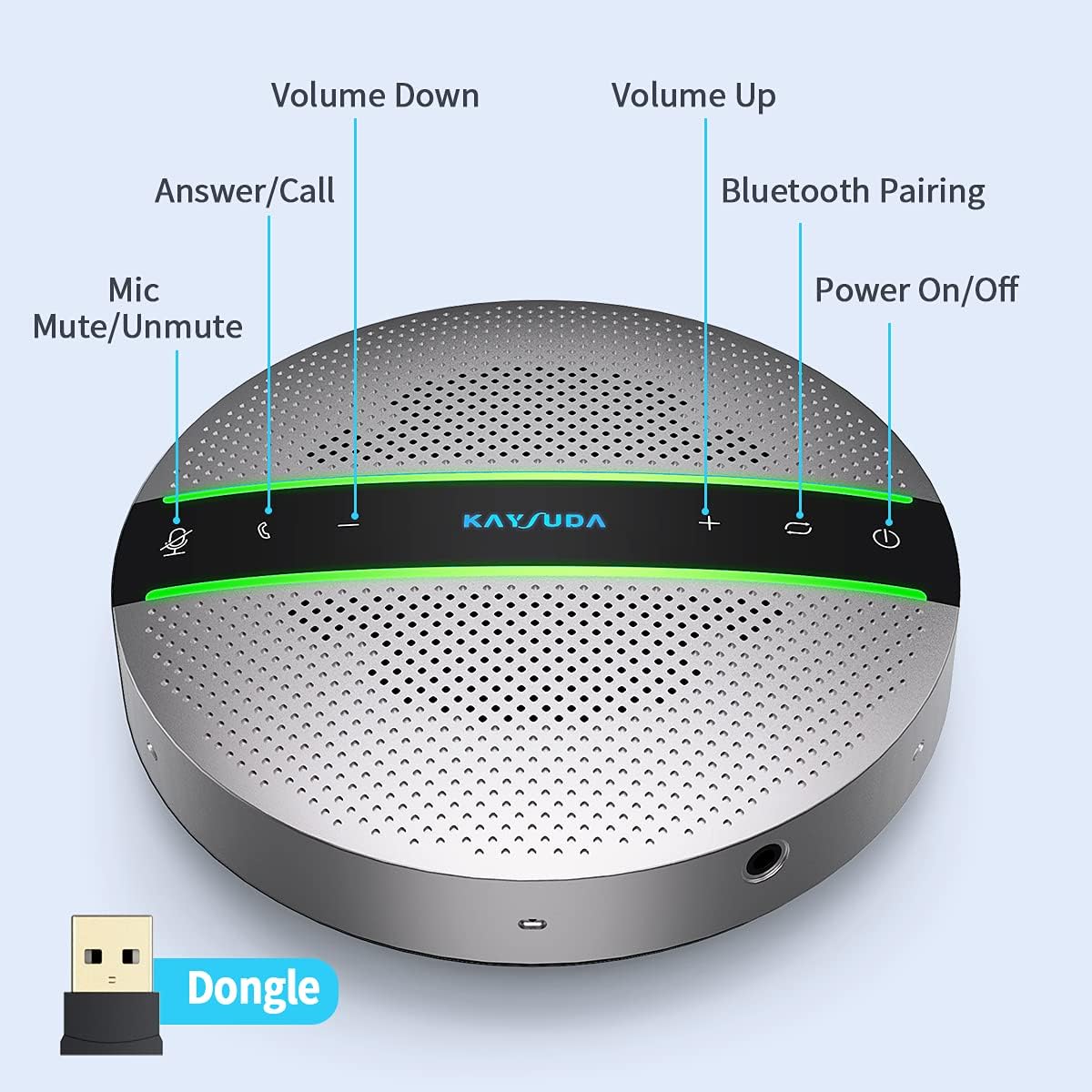 Bluetooth Conference Speakerphone SP300KIT 2pk Bundle, tot 16 deelnemers, 18 uur gesprekstijd, 360° spraakovername, 2 x 6 AI Echo & Noise Cancelling microfoon, Daisy Chain