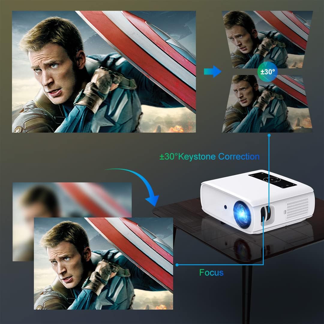 Native 1080p Full HD beamer, 10.000L thuisbioscoop, videobeamer met 150.000 uur, ondersteunt 4K 350'' display multimedia beamer voor smartphone/pc/laptop/PS4/tv-stick/EXCEL/PPT