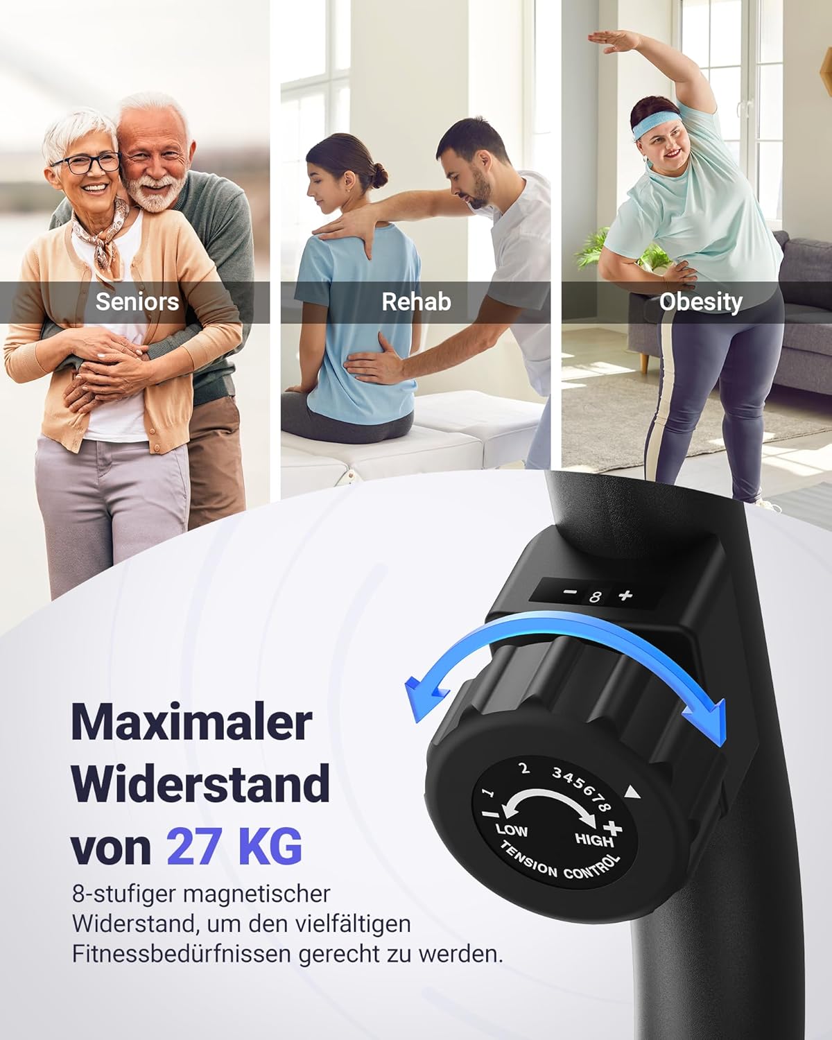 MERACH Ligergometer voor thuis met 8 verstelbare weerstandsniveaus, smart bluetooth, exclusieve app-connectiviteit, lcd-display, hartslagsensoren en verstelbare rugleuning