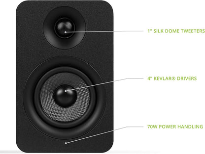 Kanto YUP4 Passive 140 Watt - Bookshelf Speakers - Pair (Black)