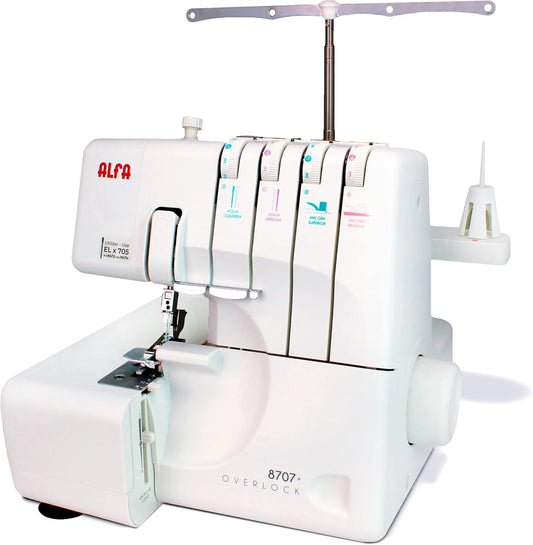 Overlockmachine Wit – Lockmachine, Rolzoommachine, Naadafwerker, Stofafwerker – 3 of 4 draden – Vrije arm
