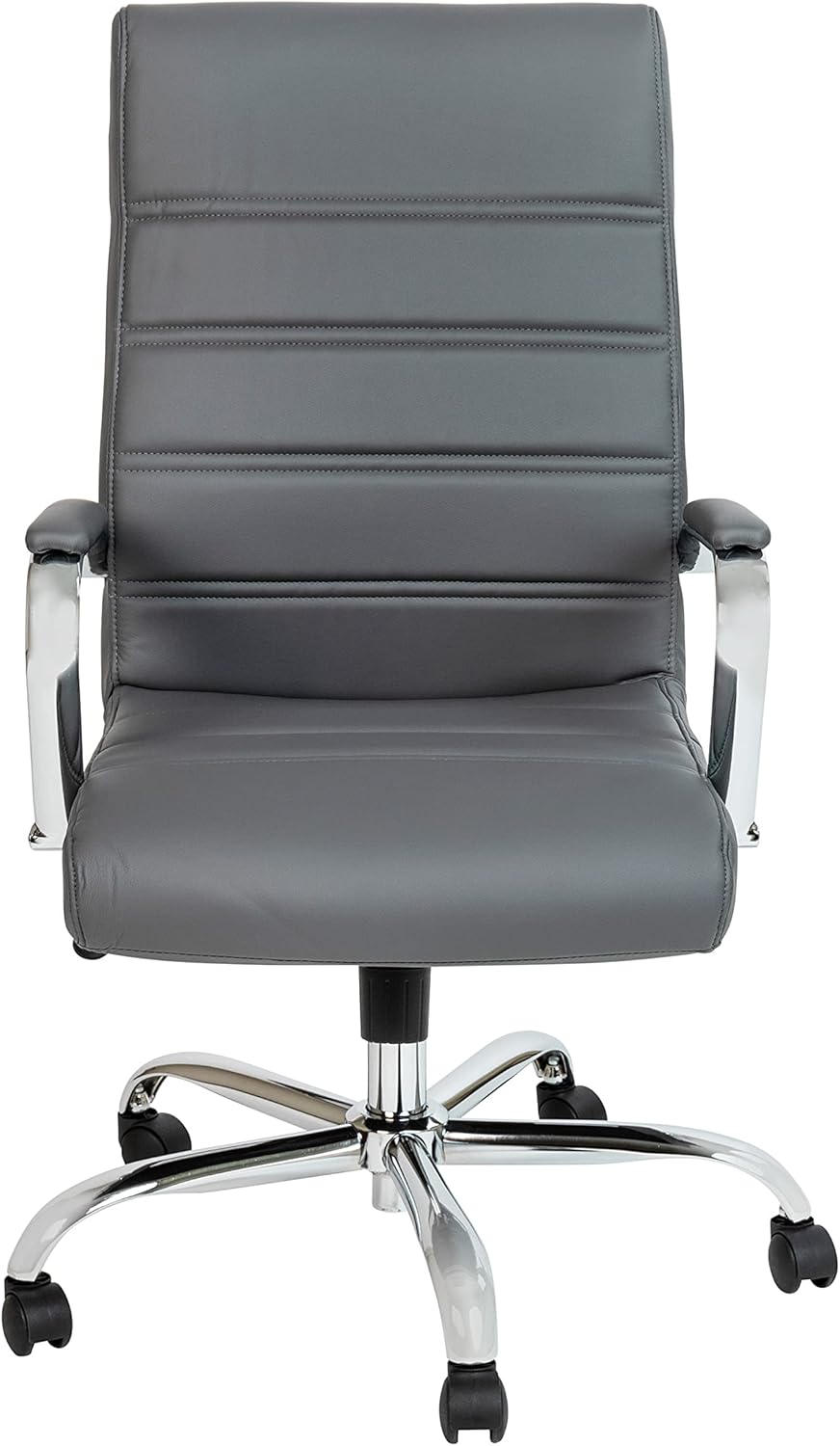 Flash Furniture Whitney Bureaustoel met hoge rugleuning - grijs LeatherSoft Executive draaibare bureaustoel met chroom frame - draaibare fauteuil