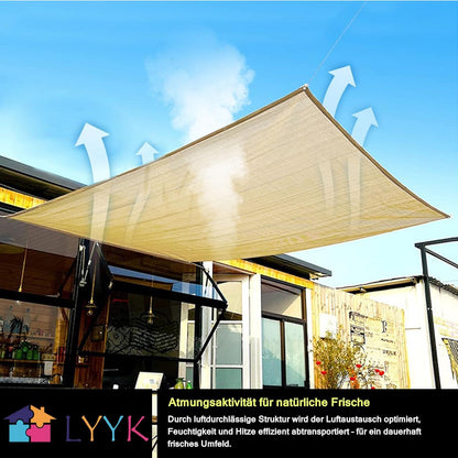 Schaduwnet, schaduwnet, schaduw voor terrasoverkapping, outdoor, uv-bestendig, ademend, zonweringsnet, voor pergola, tuin, balkon, schaduwdoek, 3 x 6 m, beige