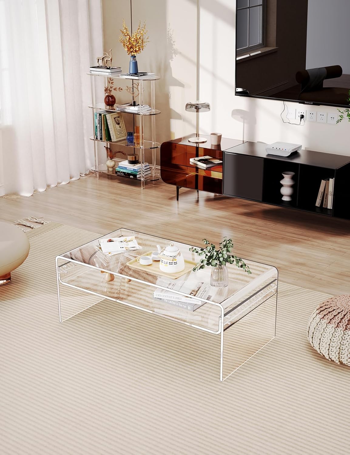Acryl Salontafel, Transparant Helder Acryl Tafel (Transparant, 50 cm)