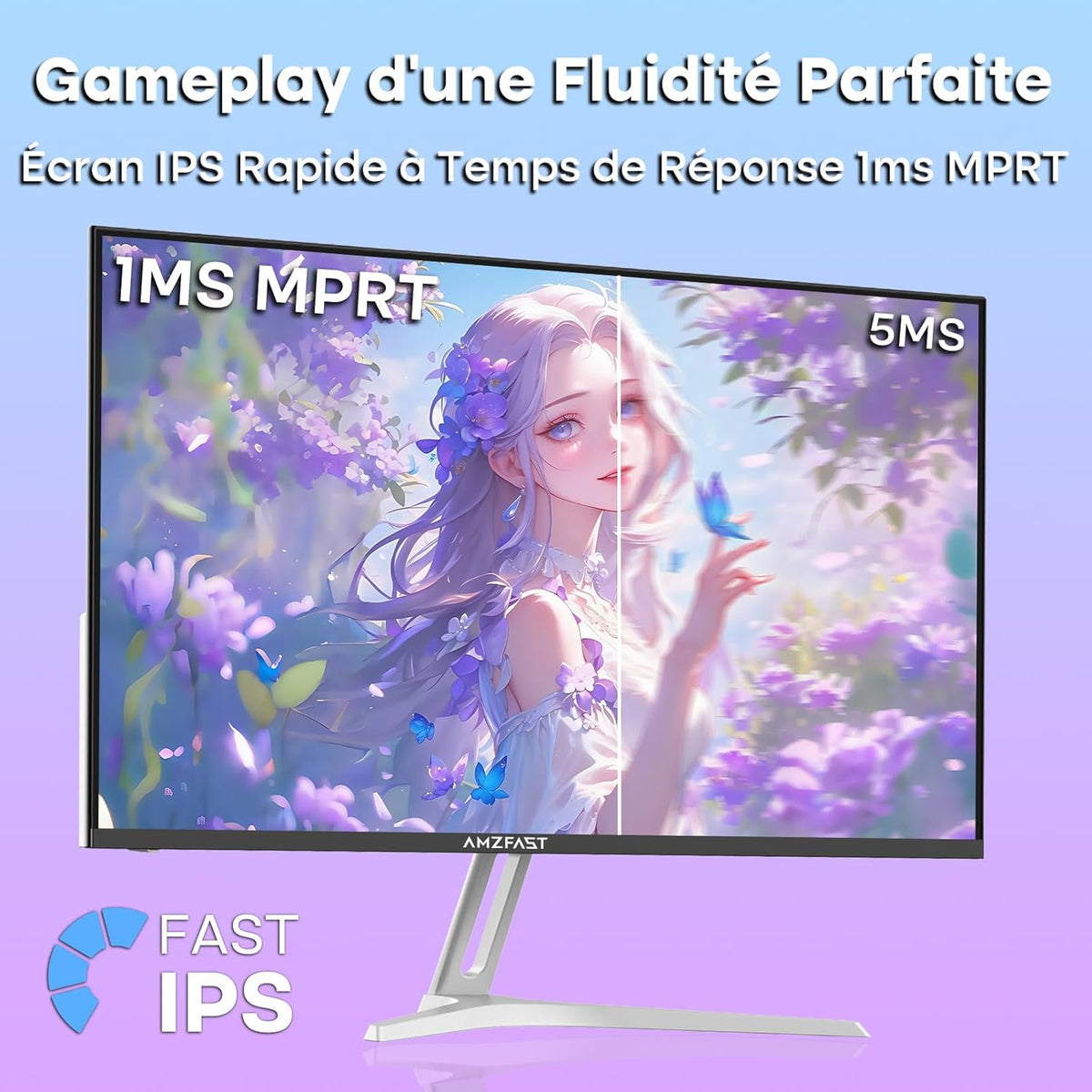 Monitor da Gaming Amzfast 24 Pollici - 200Hz, FHD 1920x1080, Fast IPS, 1ms MPRT, 80% DCI-P3, 110% sRGB, HDR, Anti-Luce Blu, Adaptive Sync, VESA 75x75, HDMI 2.0/DP 1.4, Bianco - AMZG24X1W - QUORE