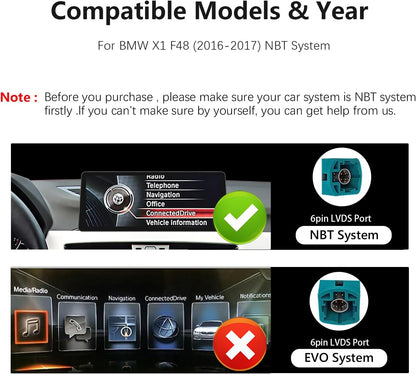 Ultra schmal 12,3 Zoll 1920 * 720 Autoradio für BMW X1 F48 F49 2016-2017 NBT Carplay Android Auto Multimedia Audio Stereo Touch Linux System Bluetooth (Linux NBT System)