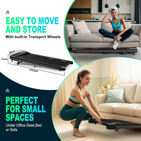 Loopband - Elektrische Loopband - Wandelpad - Wandel-Joggingmachine - met 7% Helling - Bluetooth-Verbinding - 2.25 pk - 1-6 km/u - 7-laagse Loopoppervlak - Zwart