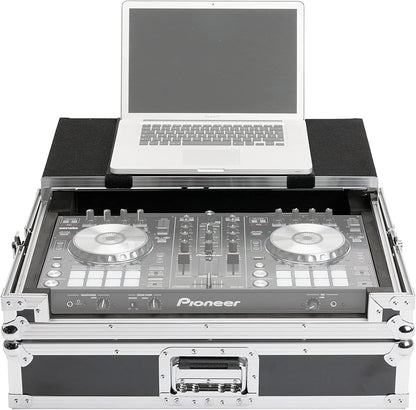 DJ-Controller Werkstation Zwart – Transportkoffer – Flightcase – DJ-Case – DJ-Koffer – Uitschuifbare Laptopplank Met Kabelgeleiding – Voor Controller En Laptop Tot 19 Inch