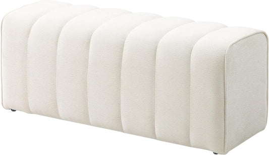 Zitbank – Bank – Sofa – Slaapbank – Zithoek – Gestoffeerd Met Linnenlook – Max. Belastbaar 220 Kg – 110x40x44 Cm – Crèmewit