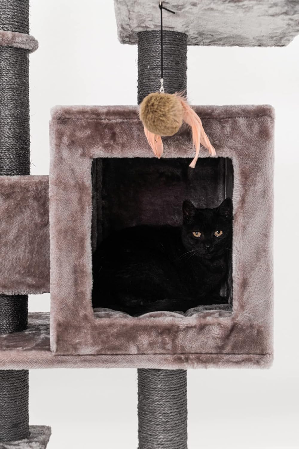 Krabpaal – Krabboom – Kattenboom – Kattenmeubel – Klimpaal – Luxe Cappuccino Design – Extra Dikke Sisalstammen Ø9 cm – Ruime Lange Loungemand