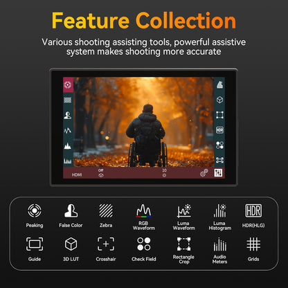 Portkeys HD7T Camera Monitor 7" Touchscreen 1000nit High Brightness Camera Monitor with Top Shortcut Keys Suitable for DSLR with Sunshade