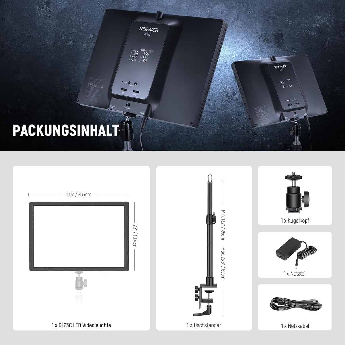 RGB LED Streaming Key Light – Videolamp – Streamlamp – Webcam Lamp – LED Paneellamp – 25W, 2500 Lux Op 0,5 M – 2900K-7000K, CRI95+/TLCI97+
