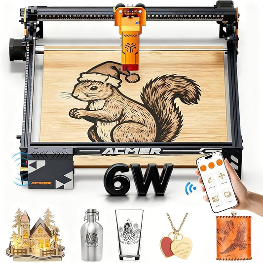ACMER Lasersnijmachine P1 S PRO 6W voor beginners, 6W lasergraveermachine, lasergraveermachine, 380 x 370 mm, voor metaal, glas en hout