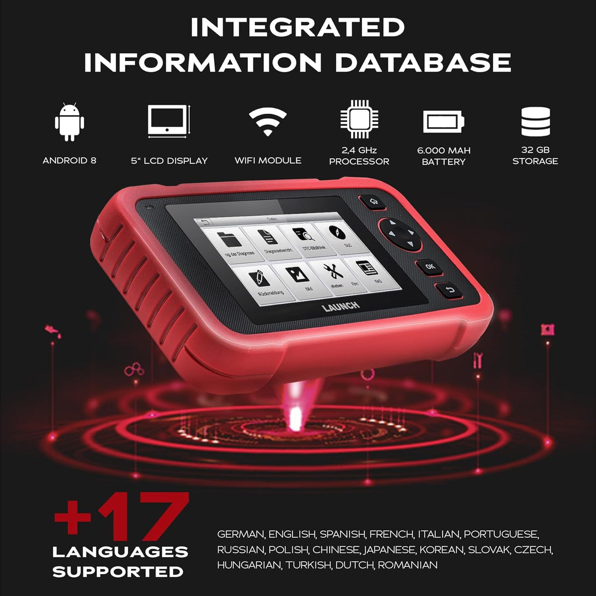 OBD2 Diagnosetool – Auto Scanner – Foutcode Lezer – Voertuig Diagnostiek – EOBD Tester – 4-Systemendiagnose Motor ABS SRS Automaat – 13 Servicefuncties Wi-Fi Updates Touchscreen