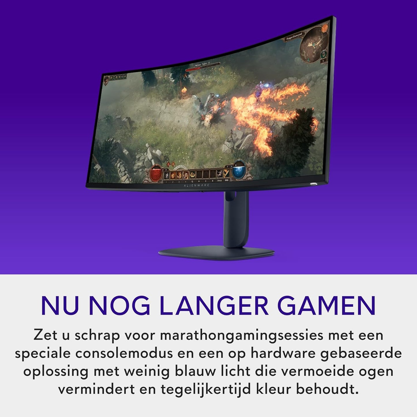 Alienware 34 Gaming Monitor - AW3425DWM, WQHD (3440x1440), 21:9 1500R Gebogen, 180Hz, VA, 1ms, AMD FreeSync Premium, VESA AdaptiveSync, 95% DCI-P3, HDR400, DisplayPort, 2 HDMI, 3 USB, 3 Jaar Garantie