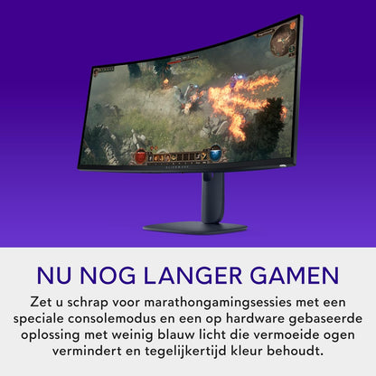 Alienware 34 Gaming Monitor - AW3425DWM, WQHD (3440x1440), 21:9 1500R Gebogen, 180Hz, VA, 1ms, AMD FreeSync Premium, VESA AdaptiveSync, 95% DCI-P3, HDR400, DisplayPort, 2 HDMI, 3 USB, 3 Jaar Garantie