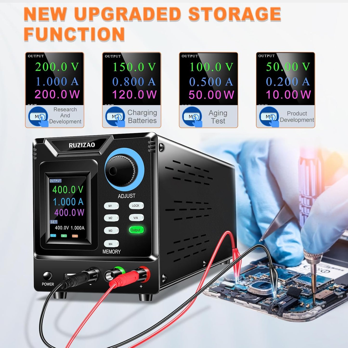 Laboratoriumvoeding – Hoogspanningslaboratoriumvoeding – DC Regelbare Voeding – Instelbare Laboratoriumvoeding – Omschakelbare Voeding – 0-400V 0-1A – 4-Cijferig LED-Kleurendisplay
