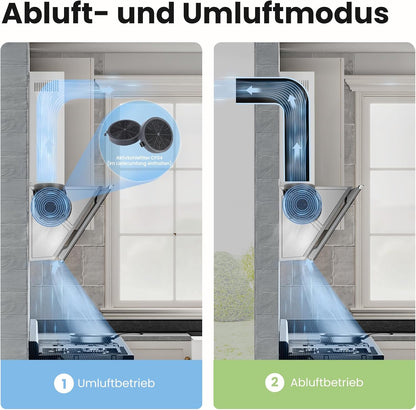 COMFEE CH60J64ET4A2W A++ afzuigkap 60 cm, afzuigkap 60 cm convectie en afvoerlucht, 380 m³/h luchtstroom, roestvrij staal/glazen design met touchscreen, led, afzuigkap incl. koolstoffilter, wit