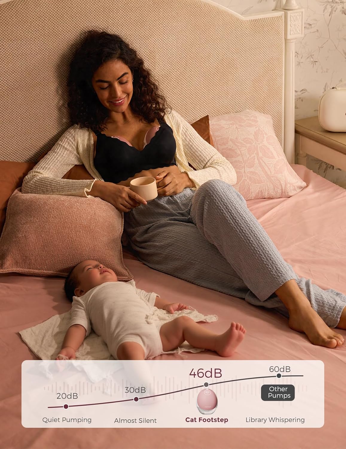 Momcozy Handsfree Draagbare Elektrische Borstkolf, Mobile Flow | M9 Verbeterd, App-Besturing met Aangepaste Modi en 15 Niveaus, Dubbel Afgesloten 24 mm (1, Rood)