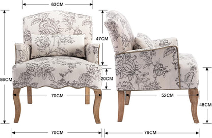 Linnen Fauteuil – Lounge Stoel – Armstoel – Zithoek Stoel – Vintage Fauteuil Beige – Comfortabele Schuimvulling – Stevige Massief Houten Poten