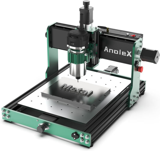 CNC-routermachine 3030-Evo Max, volledig metalen XYZ-as dubbele stalen lineaire geleiders met 800W trimmerrouter, ideaal voor het snijden van aluminium, messing, roestvrij staal, hout, acryl