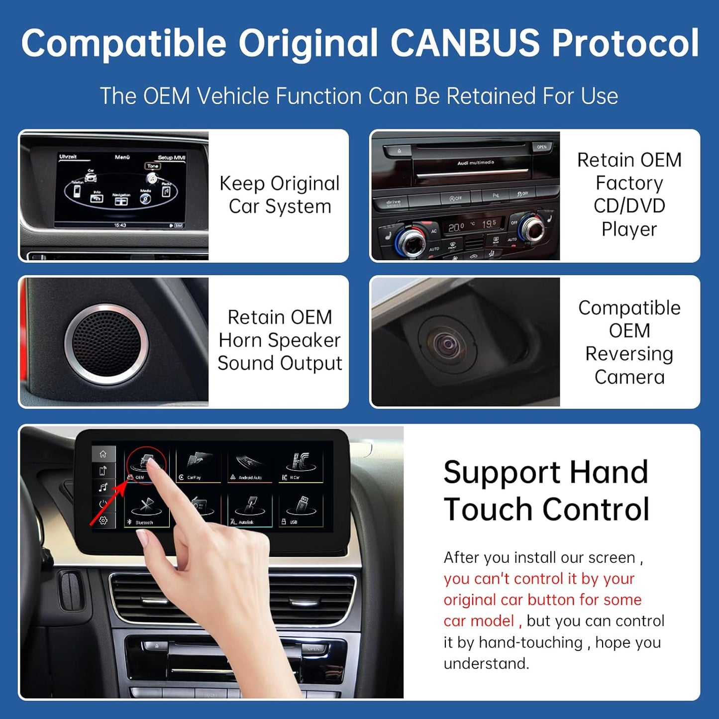 Road Top 12.3 Inch Car Radio Wireless CarPlay Touch Screen for Audi A4 A5 2009-2015 Year with 3GMMI, Car Radio Stereo Multimedia Screen, Support Wireless Android Auto, Navigation, Mirrorlink - QUORE