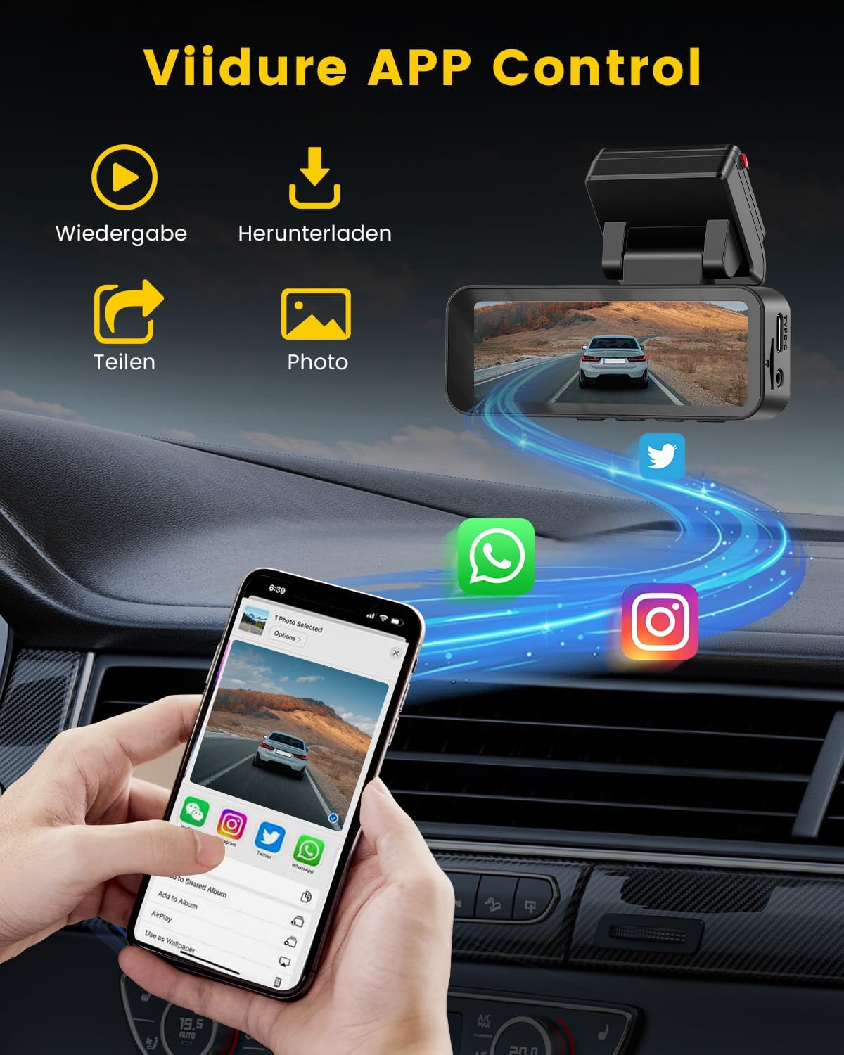 Hikity 4K Doppia Dashcam, 4K + 2K UHD telecamera per auto dashcam auto 3.16" Con Grandangolo di 150° G-sensor Visione Notturna ADAS/BSD Monitor di Parcheggio Registrazione in Loop 64G TF-kaart