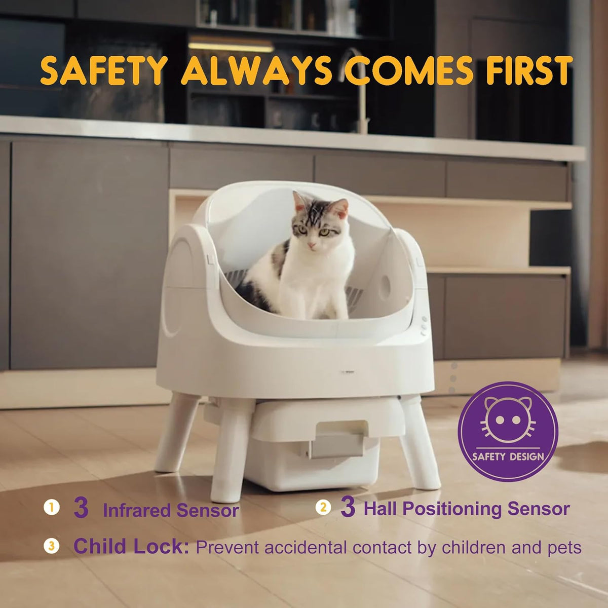 PetPivot Zelfreinigende kattenliterbak met open design, automatische en handmatige modi, directe reiniging en gemakkelijk te scheppen, ideaal voor grote katten, geschikt voor multi-kattenhuizen