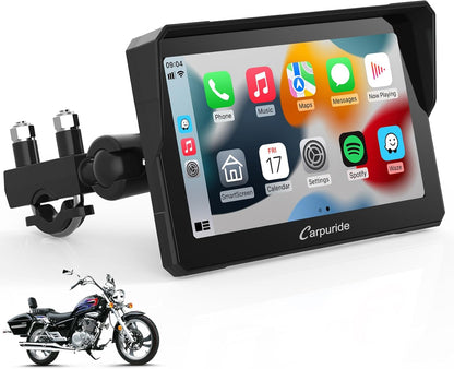 Motorfiets CarPlay Scherm – Draadloze CarPlay – Android Auto – Moto Display – Motor GPS Touchscreen – 7 Inch HD IPS – IP67 Waterdicht – Dual Bluetooth Connectivity
