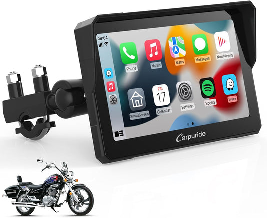 Motorfiets CarPlay Scherm – Draadloze CarPlay – Android Auto – Moto Display – Motor GPS Touchscreen – 7 Inch HD IPS – IP67 Waterdicht – Dual Bluetooth Connectivity